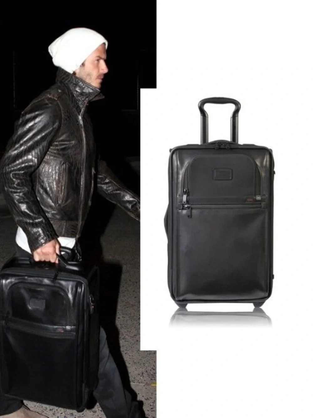 TUMI Alpha Leather Travel Men's International 2 Wheel Carry On - Black